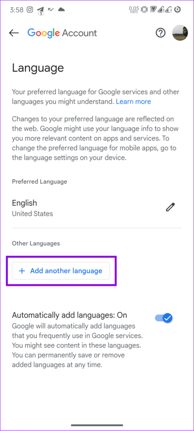 choose-add-another-language كيفية تغيير اللغة على هاتف Android