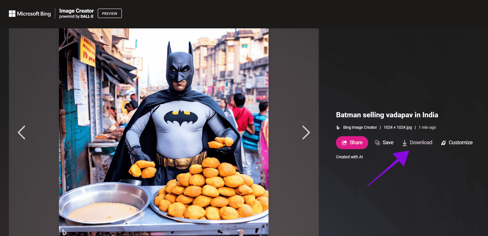 choose-download-after-opening-the-image كيفية استخدام Bing Image Creator لإنشاء صور AI رائعة