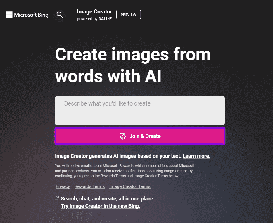 choose-join-and-create-in-Bing-Image-generator كيفية استخدام Bing Image Creator لإنشاء صور AI رائعة