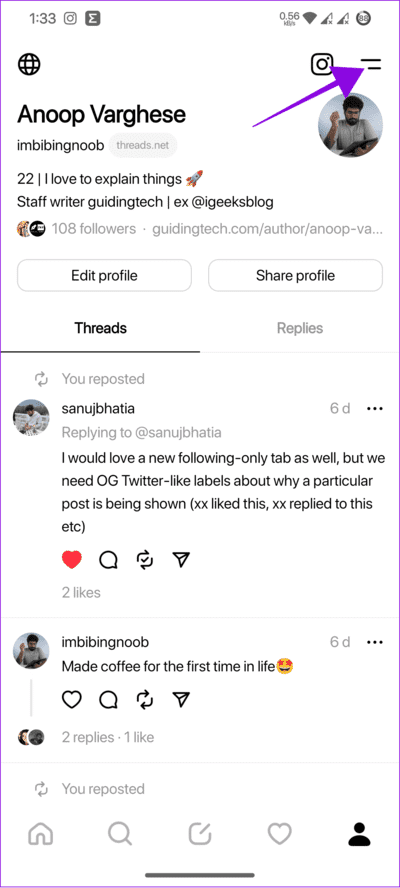 choose-menu كيفية كتم صوت شخص ما أو حظره في Threads