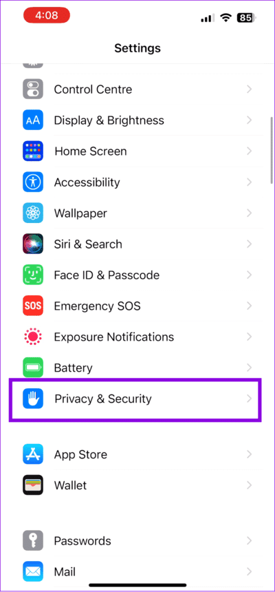 choose-privacy-and-security 8 طرق لإصلاح عدم عرض أسماء جهات الاتصال على Whatsapp