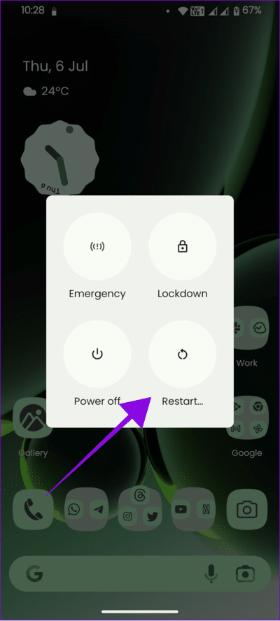 choose-restart 12 طريقة لإزالة رمز المفتاح على هاتف Android