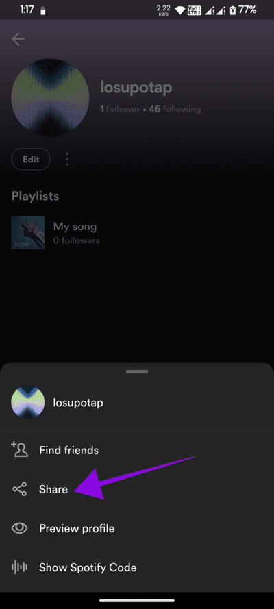 choose-share كيفية تغيير اسم مستخدم واسم العرض على Spotify