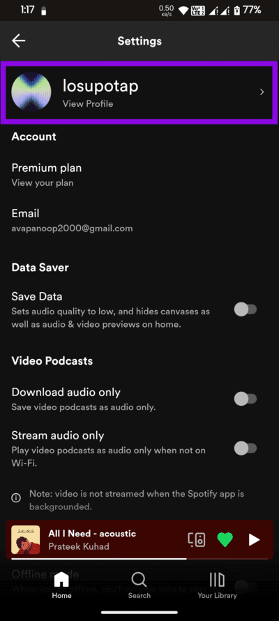 choose-the-account-name كيفية تغيير اسم مستخدم واسم العرض على Spotify