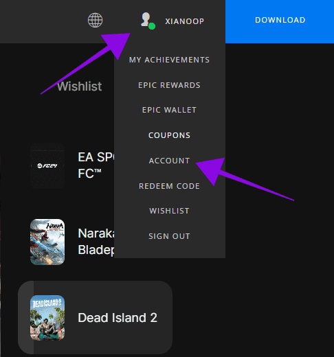 choose-the-profile-and-choose-Account كيفية تغيير اسمك على Fortnite باستخدام أي جهاز