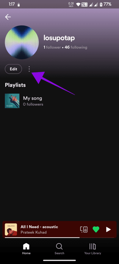 choose-the-three-dots-below-the-account-name كيفية تغيير اسم مستخدم واسم العرض على Spotify