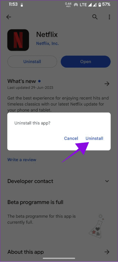 choose-uninstall-to-confirm-1 لماذا يستمر Netflix في تسجيل الخروج و 7 طرق لإصلاح المشكلة