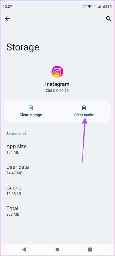 clear-cache-instagram-android-1 أفضل 10 طرق لإصلاح عدم عمل الميكروفون على Instagram