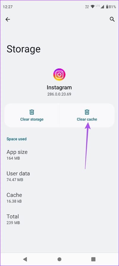 clear-cache-instagram-android أفضل 5 إصلاحات لعدم ظهور مشاهدات قصص Instagram على iPhone و Android