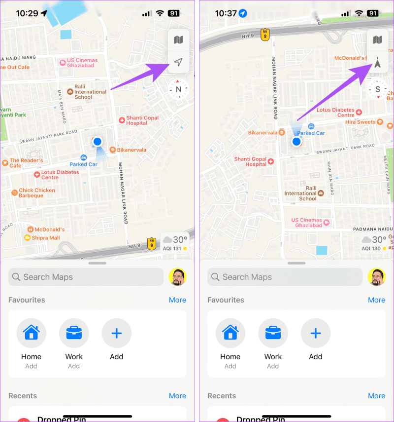 compass-settings-Maps-iPhone-1437x1536-1 أفضل 6 إصلاحات لعدم ظهور سهم الاتجاه في Apple Maps على iPhone