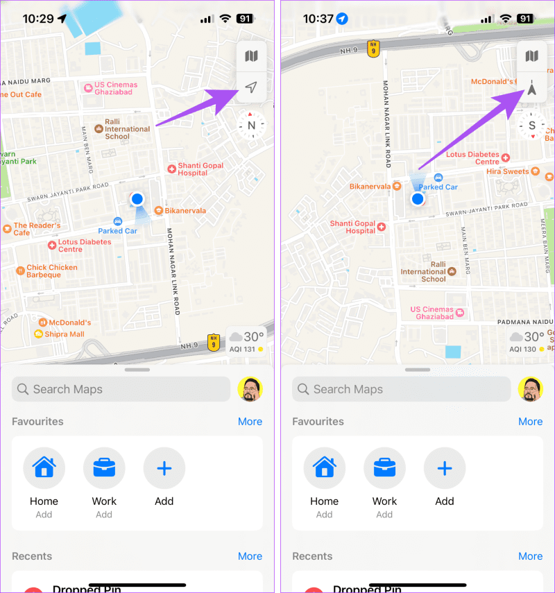 أفضل 6 إصلاحات لعدم ظهور سهم الاتجاه في Apple Maps على iPhone - %categories