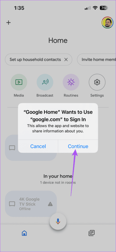 continue-set-up-new-account-google-home-app-711x1536-1 أفضل 6 إصلاحات لعدم تشغيل الموسيقى على مكبرات الصوت Google Home و Nest