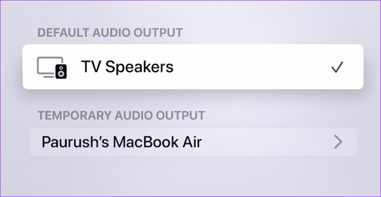 default-audio-output-apple-tv أفضل 6 إصلاحات لعدم وجود صوت في تطبيق YouTube على Apple TV