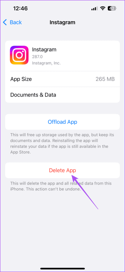 delete-app-instagram-iphone-710x1536-1 أفضل 5 إصلاحات لعدم ظهور مشاهدات قصص Instagram على iPhone و Android