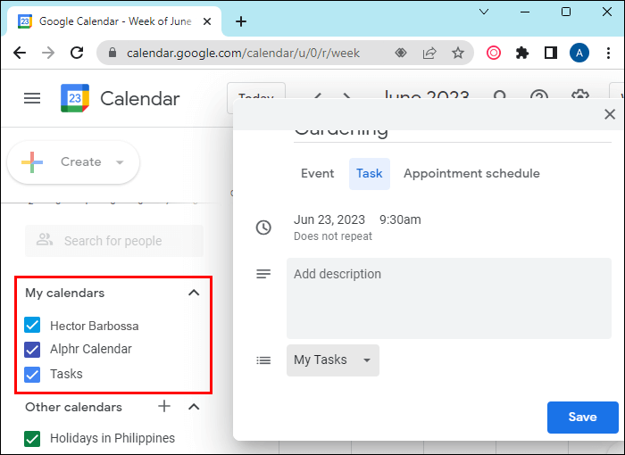 desktop Google Calendar: كيفية إضافة تذكير