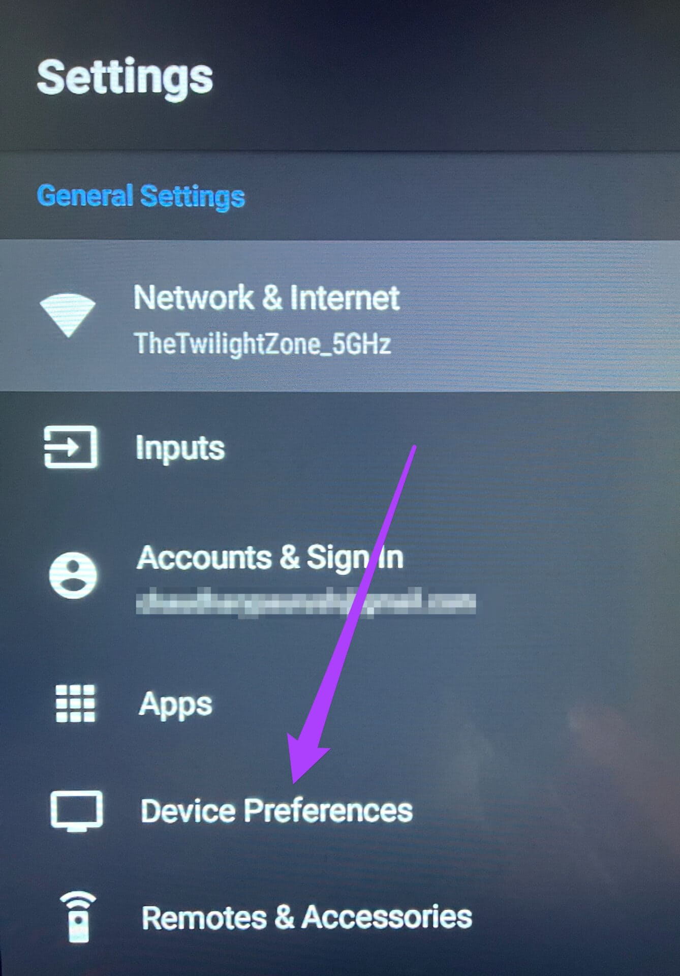 device-preferences-settings-android-tv أفضل 7 إصلاحات عدم عمل Dolby Atmos في Netflix على Android TV