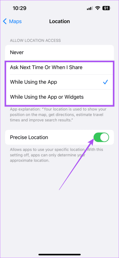 enable-location-access-for-Maps-on-iPhone-711x1536-1 أفضل 6 إصلاحات لعدم ظهور سهم الاتجاه في Apple Maps على iPhone
