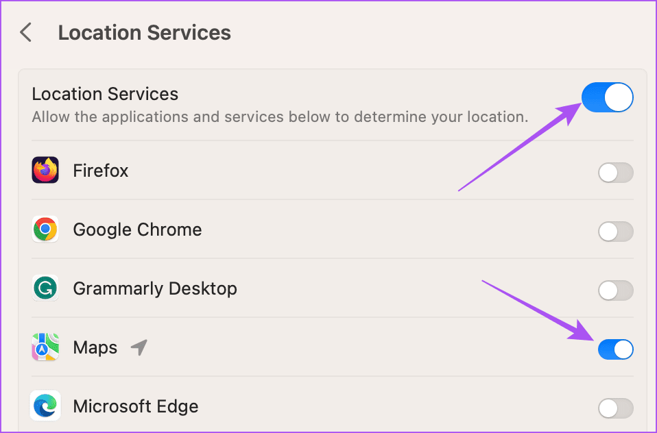 enable-location-services-for-Maps-on-Mac أفضل 5 إصلاحات لعدم عمل الوضع الداكن في Apple Maps على iPhone و Mac
