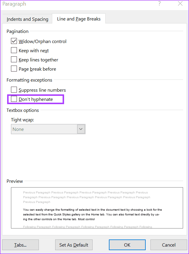 how-to-enable-disable-hyphenation-in-microsoft-word-11 كيفية تمكين وتعطيل الواصلة على النص في Microsoft Word