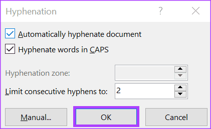how-to-enable-disable-hyphenation-in-microsoft-word-8 كيفية تمكين وتعطيل الواصلة على النص في Microsoft Word