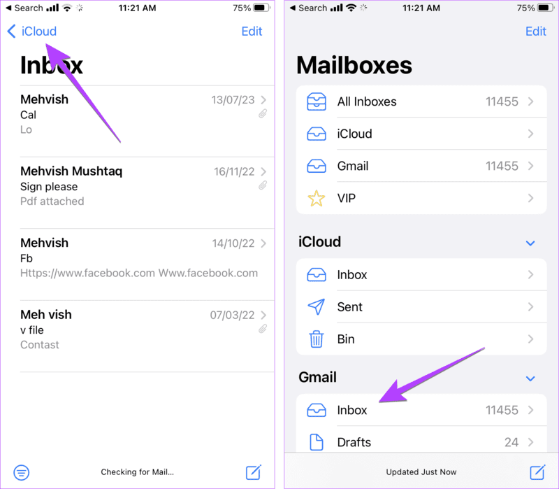 iPhone-Switch-Mail-Account 3 طرق لإضافة بريد إلكتروني آخر إلى iPhone