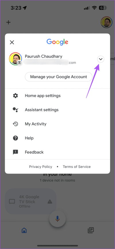 more-options-google-account-google-home-app-711x1536-1 أفضل 6 إصلاحات لعدم تشغيل الموسيقى على مكبرات الصوت Google Home و Nest