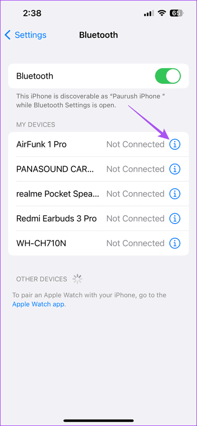 more-options-my-devices-bluetooth-iphone-710x1536-1 أفضل 6 إصلاحات لعدم عمل الأتمتة في تطبيق Shortcuts على iPhone