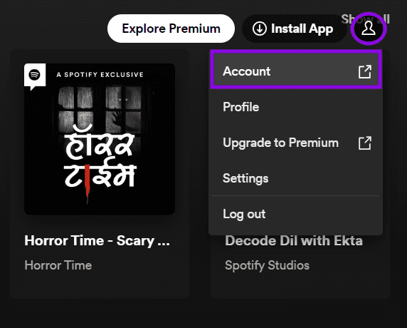 open-profile-and-choose-account كيفية تغيير اسم مستخدم واسم العرض على Spotify
