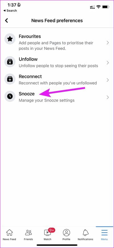 open-snooze-menu أفضل 5 طرق لتخصيص موجز الأخبار على Facebook