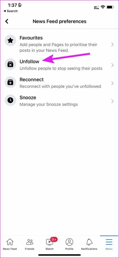open-unfollow-menu أفضل 5 طرق لتخصيص موجز الأخبار على Facebook