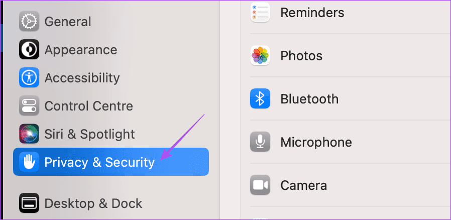 privacy-and-security-settings-mac-1 أفضل 5 إصلاحات لعدم عمل الوضع الداكن في Apple Maps على iPhone و Mac