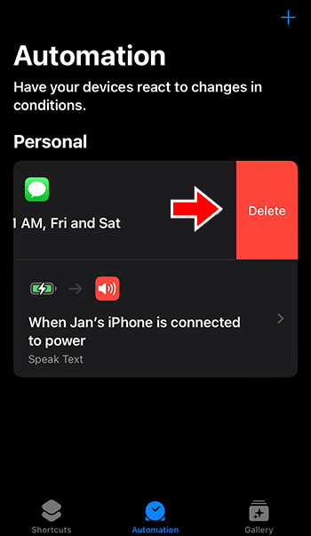 remove-the-automation-task-3 كيفية جدولة إرسال رسالة نصية في IMessage