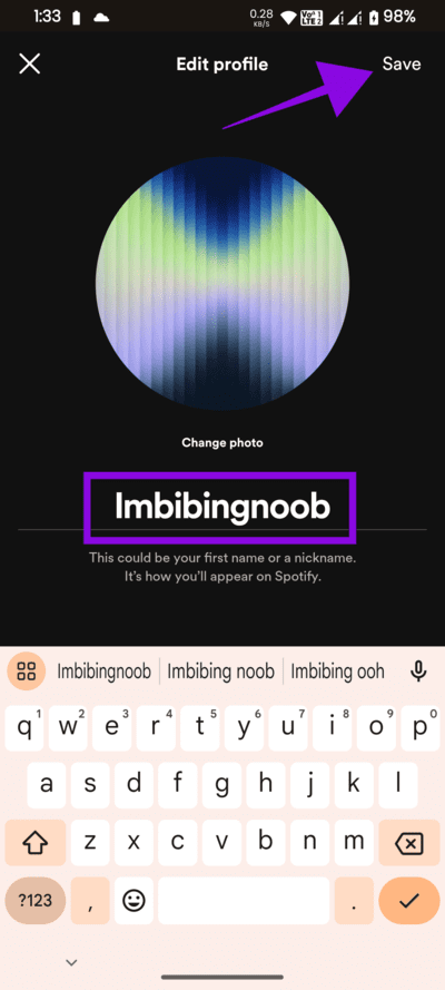 rename-your-Spotify-display-name-and-tap-Save كيفية تغيير اسم مستخدم واسم العرض على Spotify