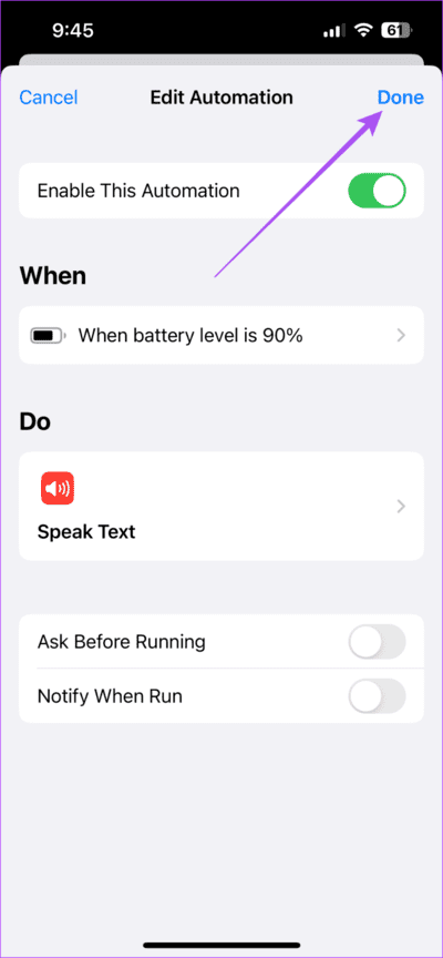 save-automation-iphone-711x1536-1 أفضل 6 إصلاحات لعدم عمل الأتمتة في تطبيق Shortcuts على iPhone