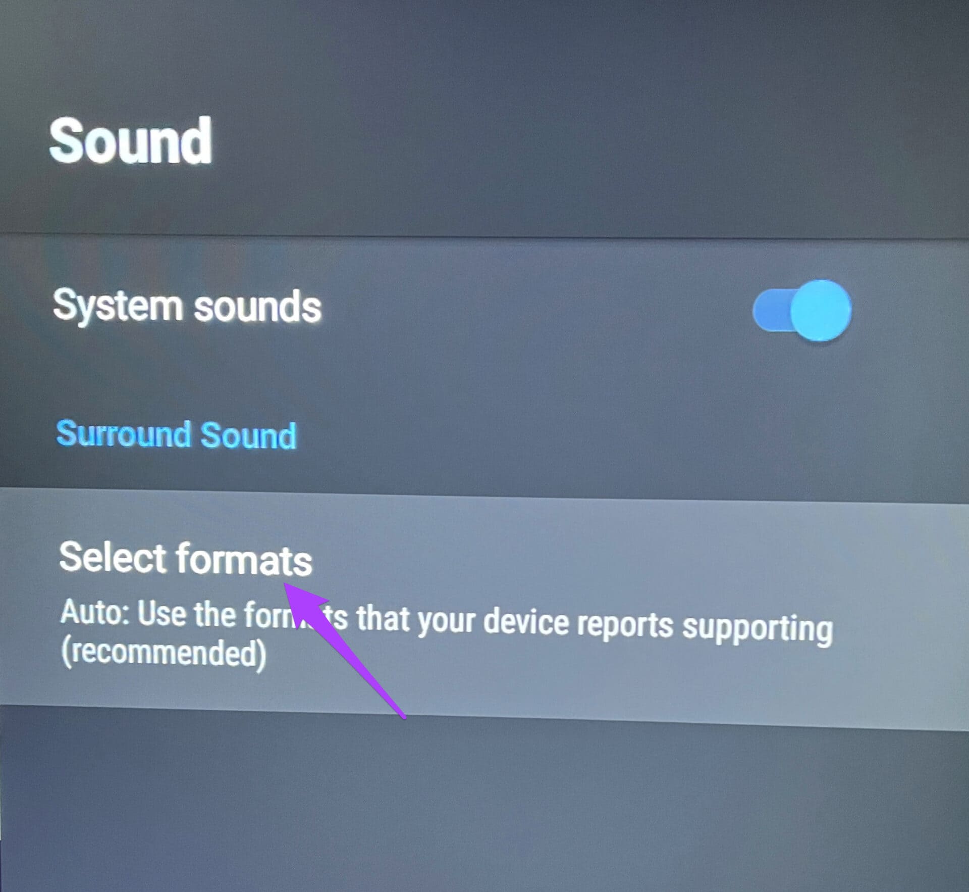 select-audio-formats-android-tv أفضل 7 إصلاحات عدم عمل Dolby Atmos في Netflix على Android TV