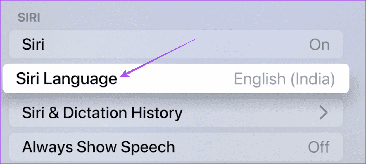 select-siri-language-apple-tv أفضل 6 إصلاحات لعدم عمل Siri على Apple TV
