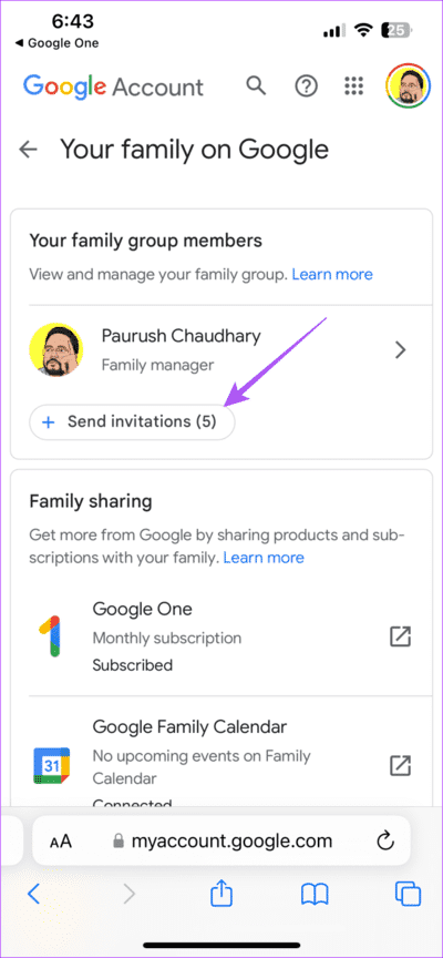 send-invitations-google-family-member-settings-711x1536-1 كيفية مشاركة خطة تخزين Google One مع العائلة على الهاتف المحمول وسطح المكتب