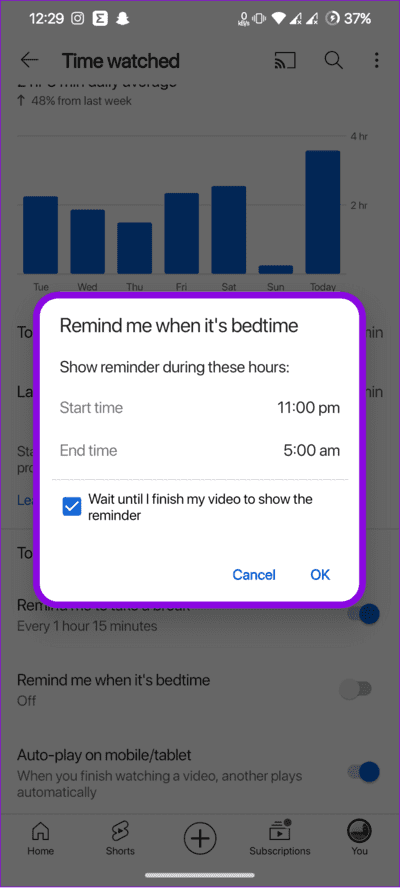 set-the-time-and-choose-ok-to-confirm طريقتان لمعرفة مقدار الوقت الذي تقضيه على YouTube