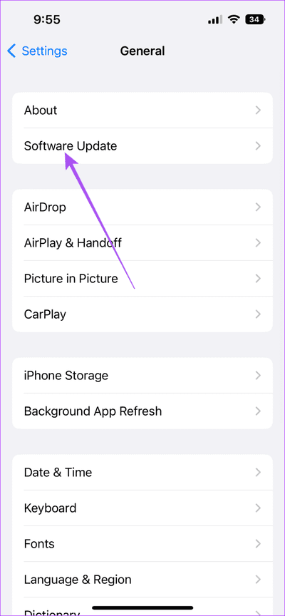software-update-settings-iphone-1-711x1536-2 أفضل 5 إصلاحات لعدم عمل الوضع الداكن في Apple Maps على iPhone و Mac
