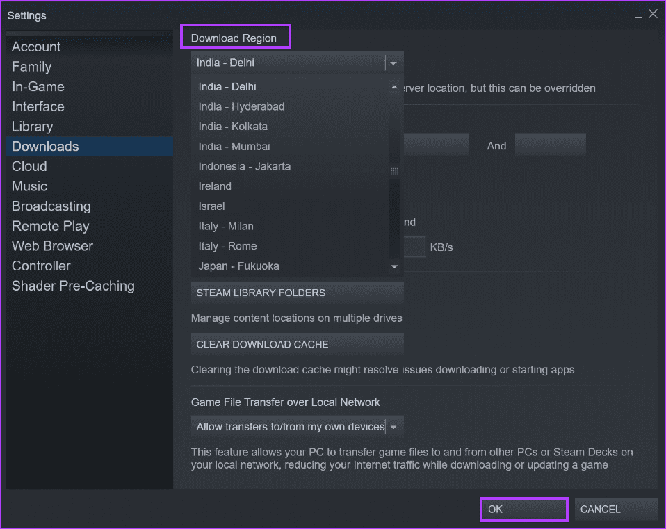 switching-the-download-region-2 أفضل 7 طرق لإصلاح خطأ "توقف Steam عند التحقق من التثبيت" في Windows