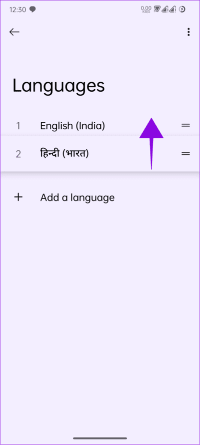 tap-and-drag-the-language-to-the-top كيفية تغيير اللغة على هاتف Android