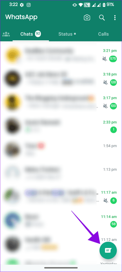 tap-the-chat-icon 8 طرق لإصلاح عدم عرض أسماء جهات الاتصال على Whatsapp