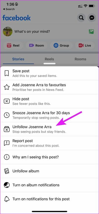 unfollow-someone-on-facebook-customize-news-feed-on-facebook أفضل 5 طرق لتخصيص موجز الأخبار على Facebook