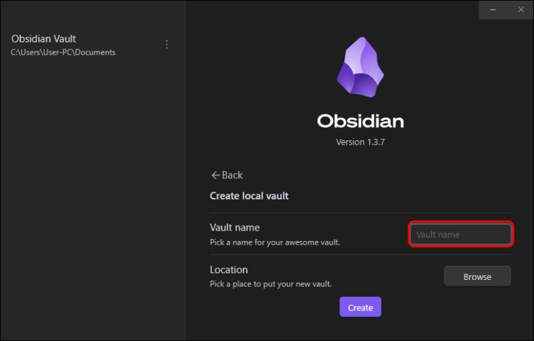 3-20 كيفية إنشاء Vault جديد في Obsidian