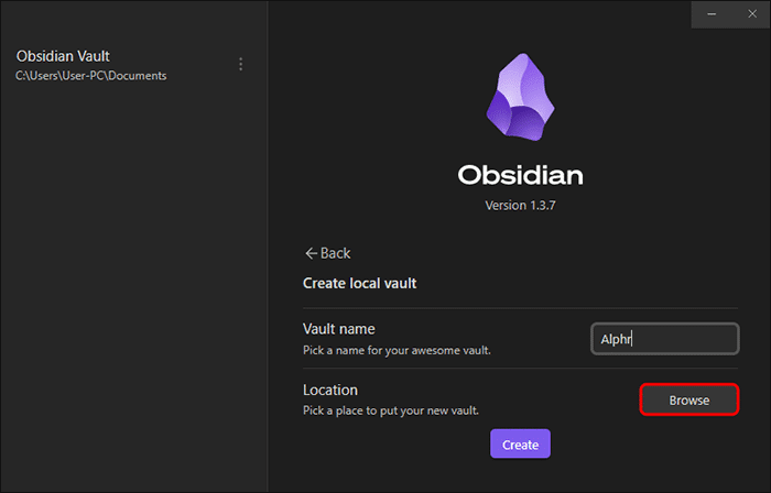 4-20 كيفية إنشاء Vault جديد في Obsidian