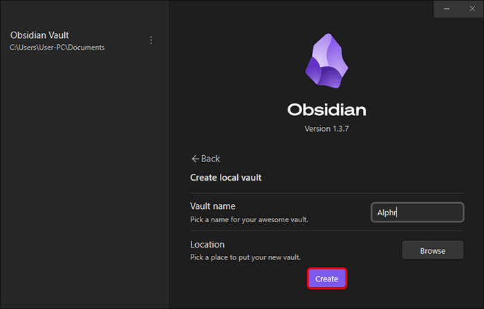 4-22 كيفية إنشاء Vault جديد في Obsidian