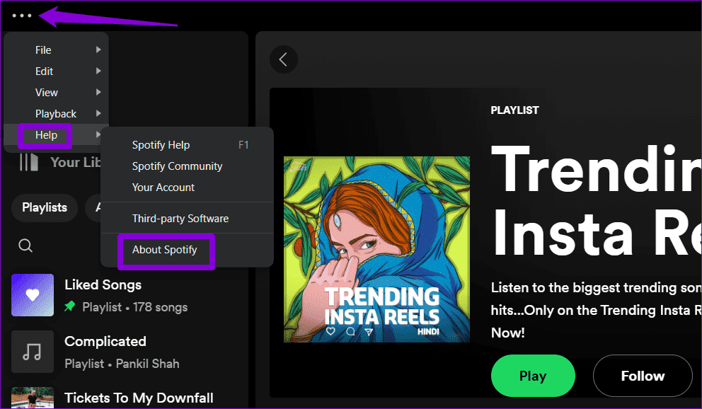 About-Spotify-on-Windows أفضل 9 طرق لإصلاح خطأ "Spotify لا يمكنه تشغيل هذا الآن"
