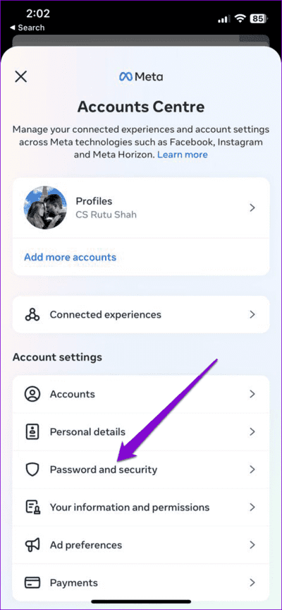 Account-Center-Meta أفضل 7 طرق لإصلاح عدم إختفاء إشعار Facebook Messenger