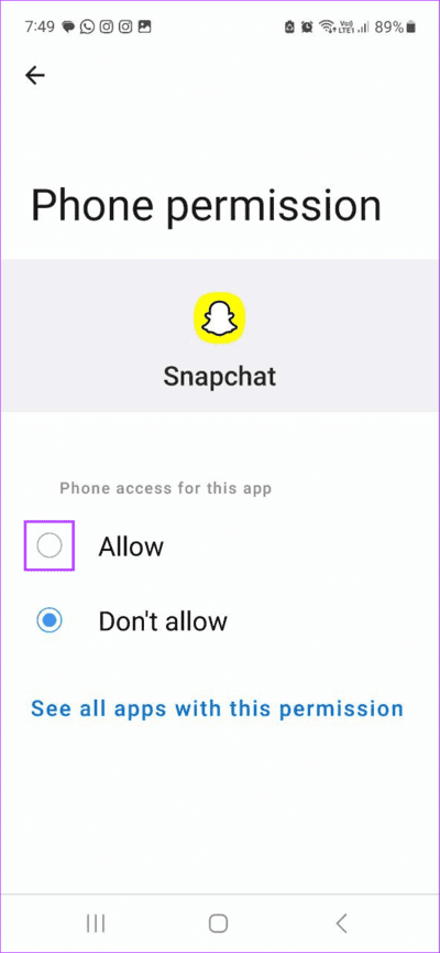 Allow-Permission-on-Android 8 طرق لإصلاح عدم عمل صوت Snapchat على التطبيق