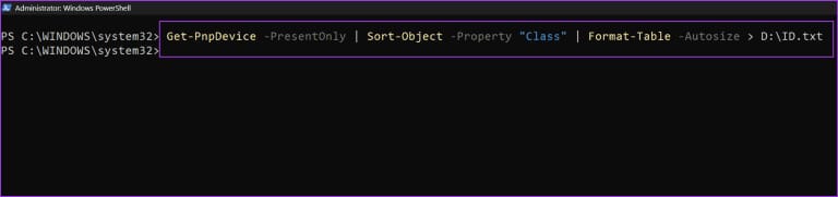 Check-Hardware-ID-using-Using-Powershell-768x181-1 4 طرق سريعة للتحقق من معرف الجهاز (HWID) في Windows 11